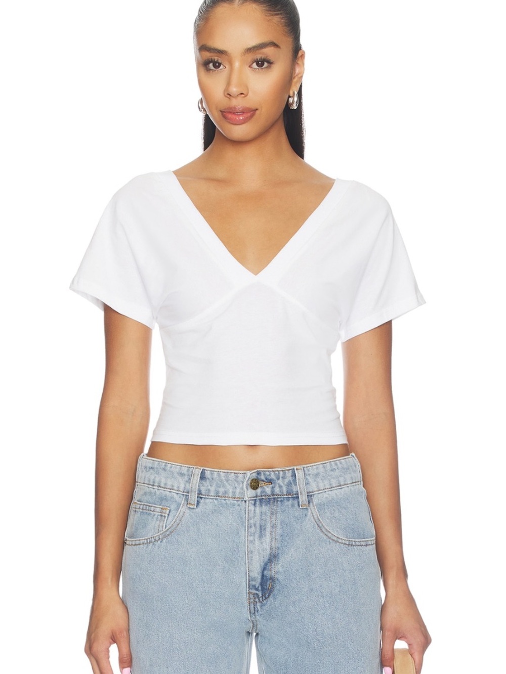 Lioness V-Neck Short Sleeve Cropped Top - Women